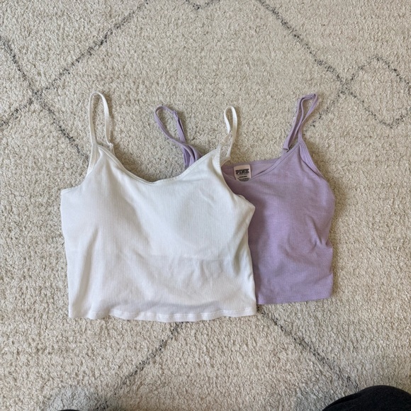 2 Victoria's Secret PINK tanks with built in bras - Picture 2 of 8
